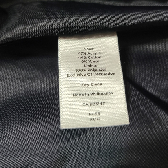 Talbots Tweed Crop Four Button Ruffle Trim Detail Blazer Jacket - Picture 11 of 11